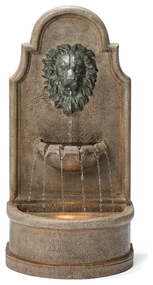 Faux Granite Lion Head Polyresin Fountain