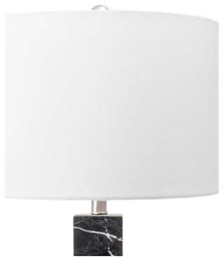 Nuloom 28" Marble Slab Obelisk Cloth Shade Black Table Lamp