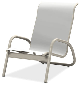 Gardenella Sling Stacking Poolside Chair, Textured Warm Gray, White