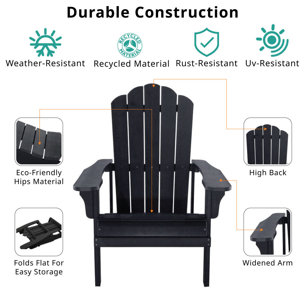 Orlando Plastic Wood Adirondack Chair, Black