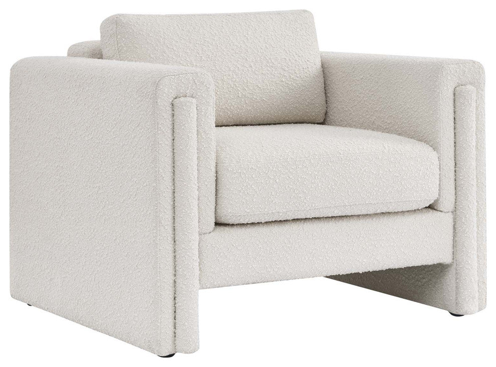 Visible Boucle Fabric Armchair - Ivory