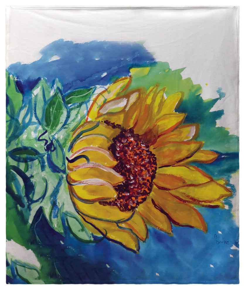 Betsy Drake Windy Sunflower Fleece Blanket