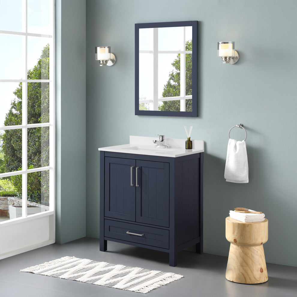 OVE Decors Kansas 18" Single Sink Vanity With Countertop, Midnight Blue, 30 in.