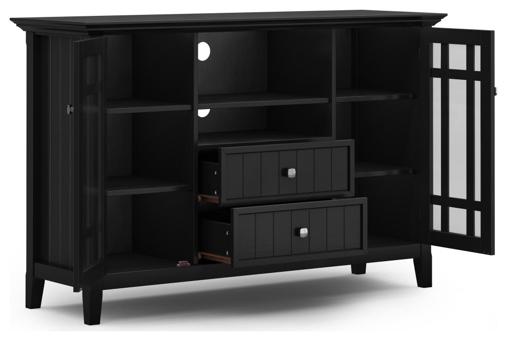 Bedford Solid Wood Tall TV Media Stand For TVs up to 60", Black