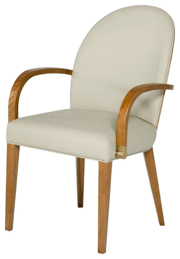 Modrest Rexford Modern Taupe and Walnut Dining Armchair