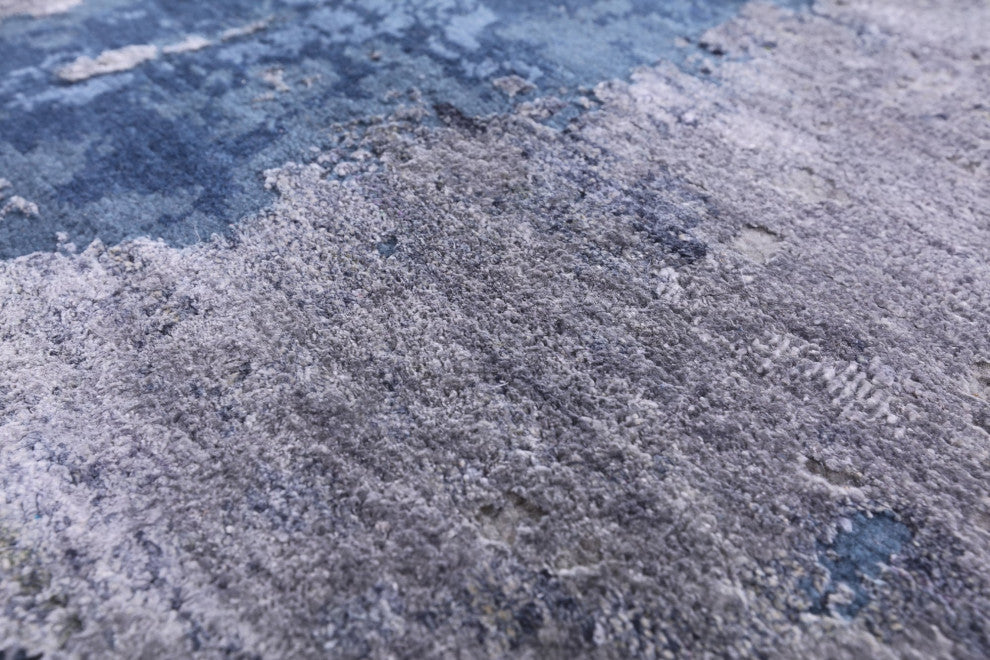 8' 11" X 12' 3" Modern Wool and Silk Handmade Rug Q9049