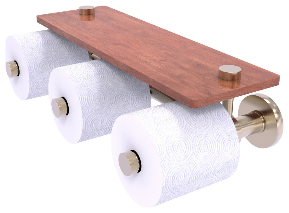 Prestige Skyline 3-Roll Toilet Paper Holder with Wood Shelf, Antique Pewter