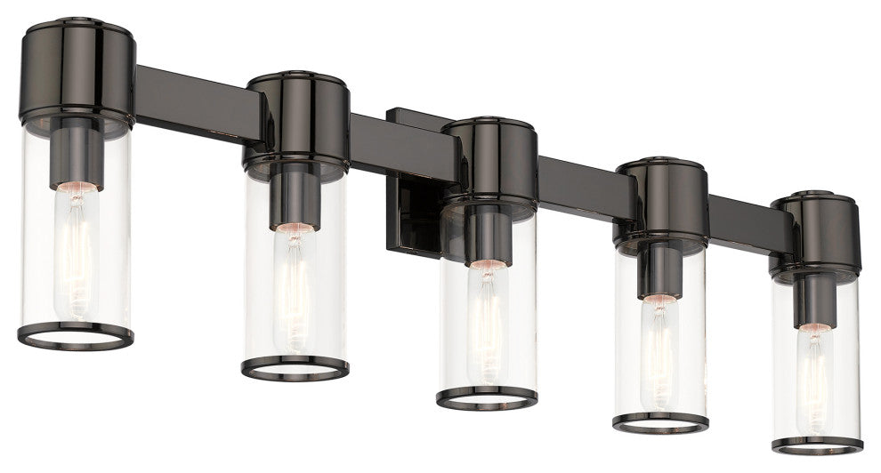 Livex Lighting Quincy 5-Light Black Chrome Large Vanity Sconce