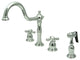 Kingston Brass Widespread Kitchen Faucet With Brass Sprayer, Polished Chrome