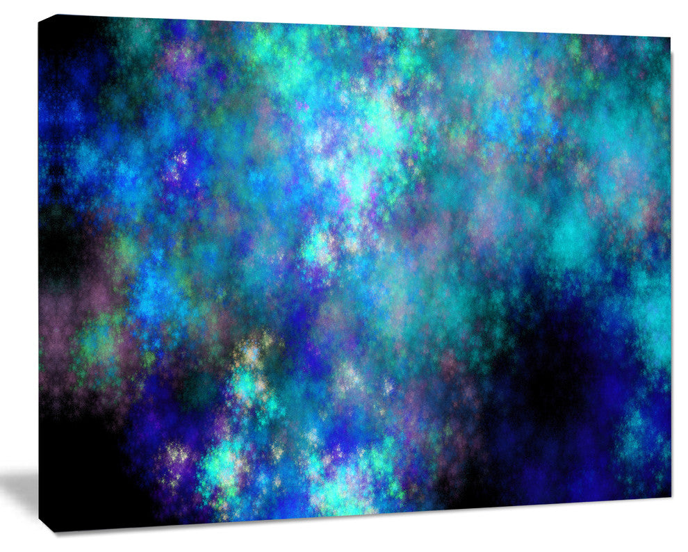 Light Blue Starry Fractal Sky, Oversized Abstract Canvas Art Print, 60x40