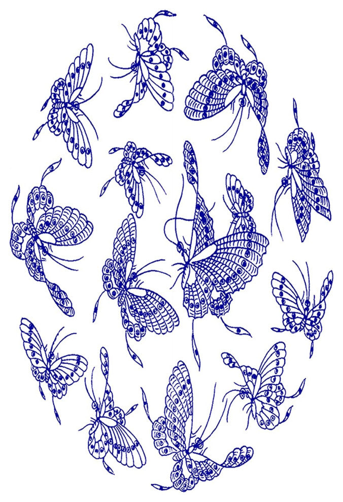 Chinese Rialo Template Tile Mural Butterflies Chinese Patterns blue Backsplash 6