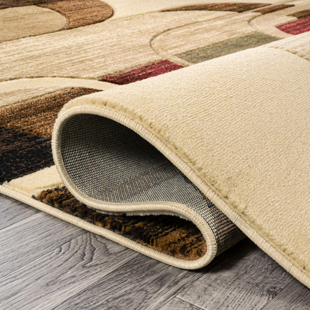Tamara Retro Abstract Arches Cream/Brown/Red 8 ft. x 10 ft. Area Rug