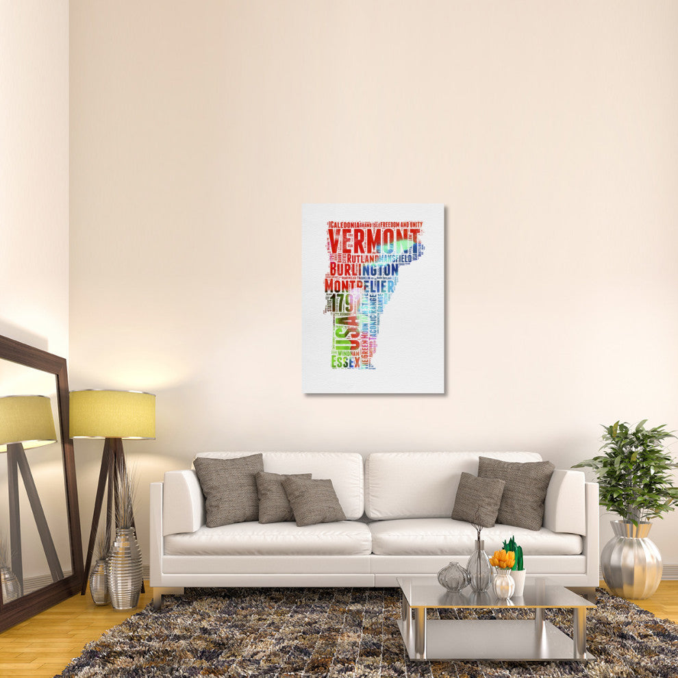 "Vermont Watercolor Word Cloud" Fine Art Print