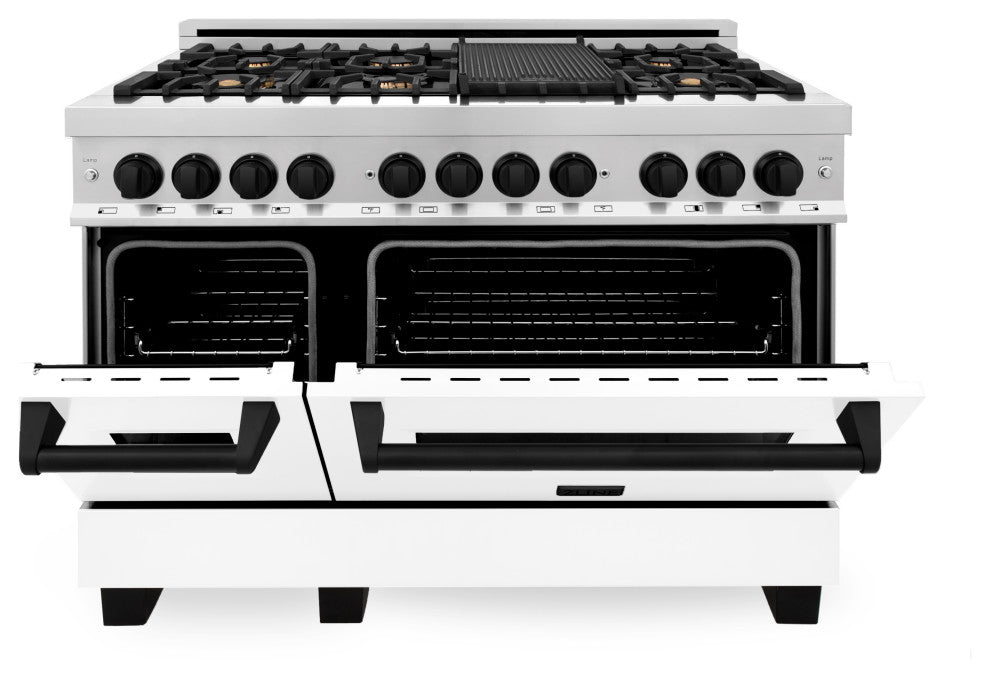 ZLINE 48" Dual Fuel Range, Stainless With White Matte Door RAZ-WM-48-MB