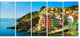 Riomaggiore Village Rocky Beach, Seascape Canvas Art Print, 60"x28", 5 Panels