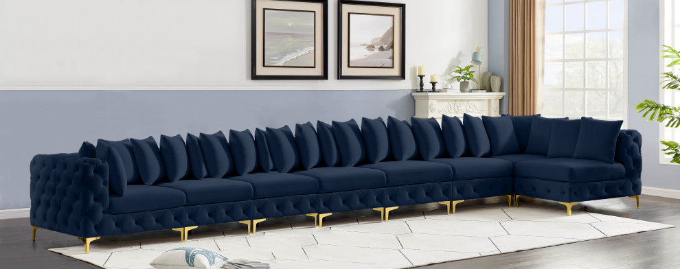 Tremblay Modular Sectional, Navy, L-Shaped, 8-Piece: Armless (6), Corner (2)