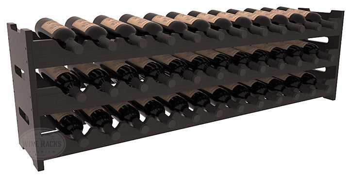 36-Bottle Scalloped Wine Rack, Pine, Black + Satin