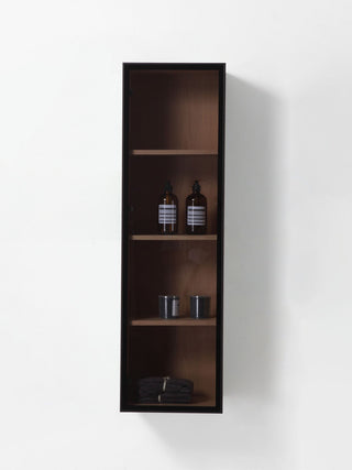 LUCE 13" Wall Mount Modern Bathroom Side Cabinet, Whitewash Oak/Matte Black