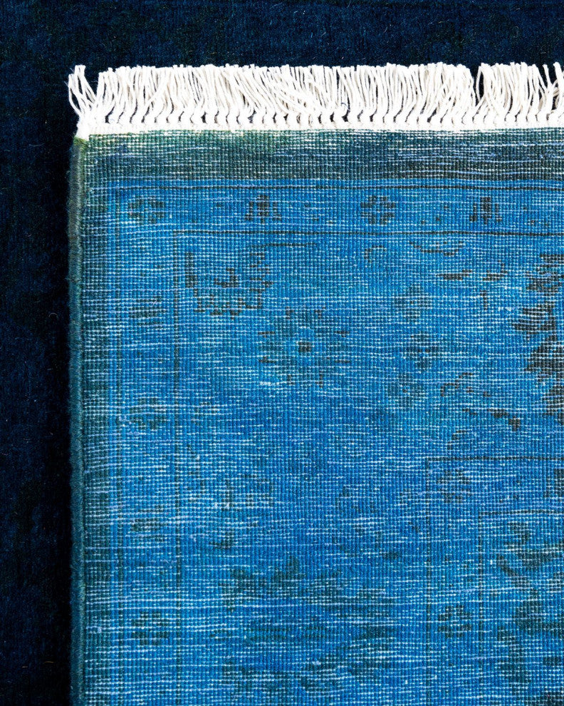 Fine Vibrance, One-of-a-Kind Hand-Knotted Runner Rug Purple, 3'1"x12'6"