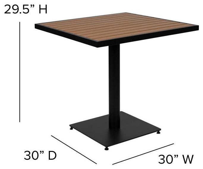 Lark 3 Piece Patio Dining Set-30" Square Table & 2 Stacking Club Chairs