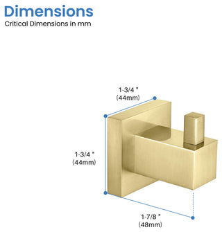 Cube Bathroom Towel & Robe Hook 3 Count, Brushed Gold