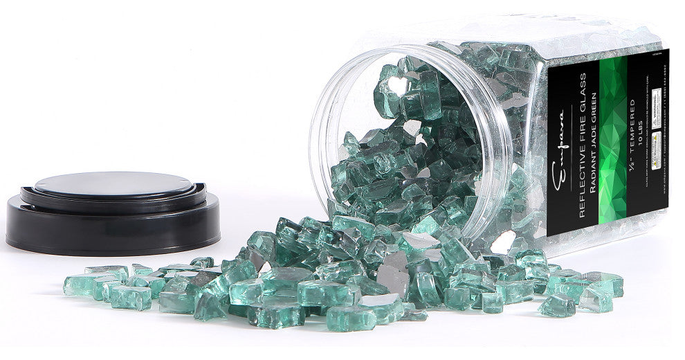 Empava 10 lbs. 1/2" Reflective Tempered Fire Glass for Gas Fire, Radiant Jade Gr