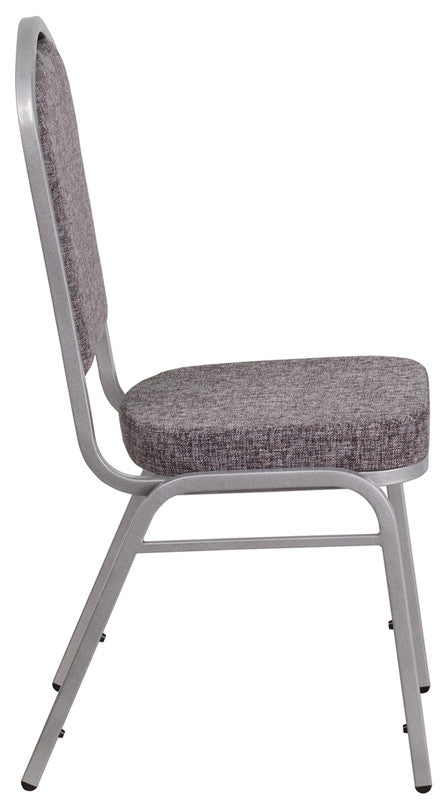 Crown Back Stacking Banquet Chair in Herringbone Fabric - Silver Frame