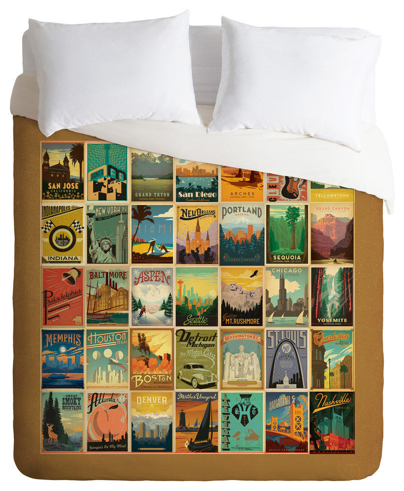 Deny Designs Anderson Design Group City Pattern Border Duvet Cover - Lightweight