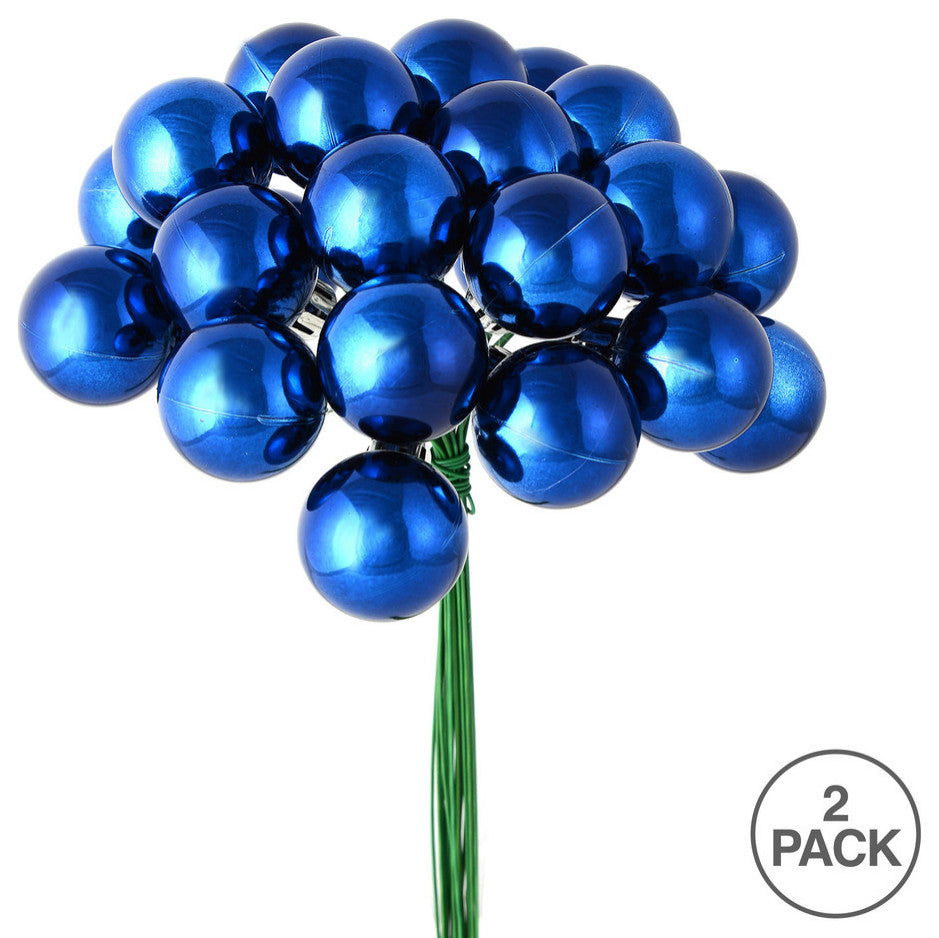 Vickerman N180131 1" Midnight Blue Shiny Ball Ornament Pick Pack of 2