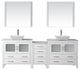 Virtu Dior 82" Double Bathroom Vanity, White With Faucet and Mirrors