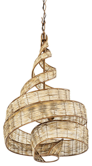 Flow 3-Lt Twist Pendant - Baguette/Natural Rattan