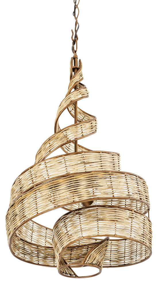 Flow 3-Lt Twist Pendant - Baguette/Natural Rattan