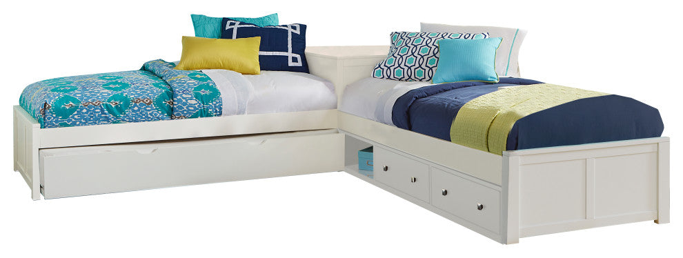 Hillsdale Pulse Wood Twin L-Shaped Bed With Storage and Trundle