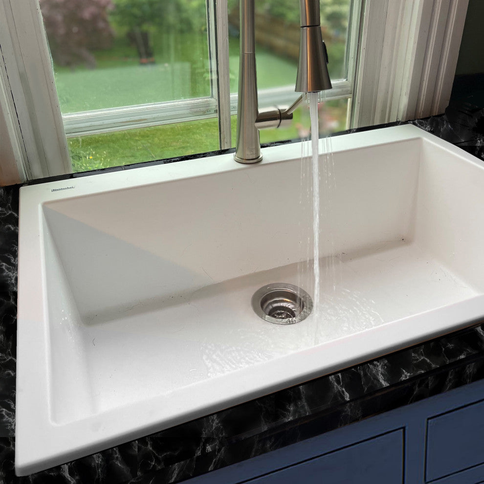 Nantucket Sinks 33" Dual Mount Granite Composite Sink, White