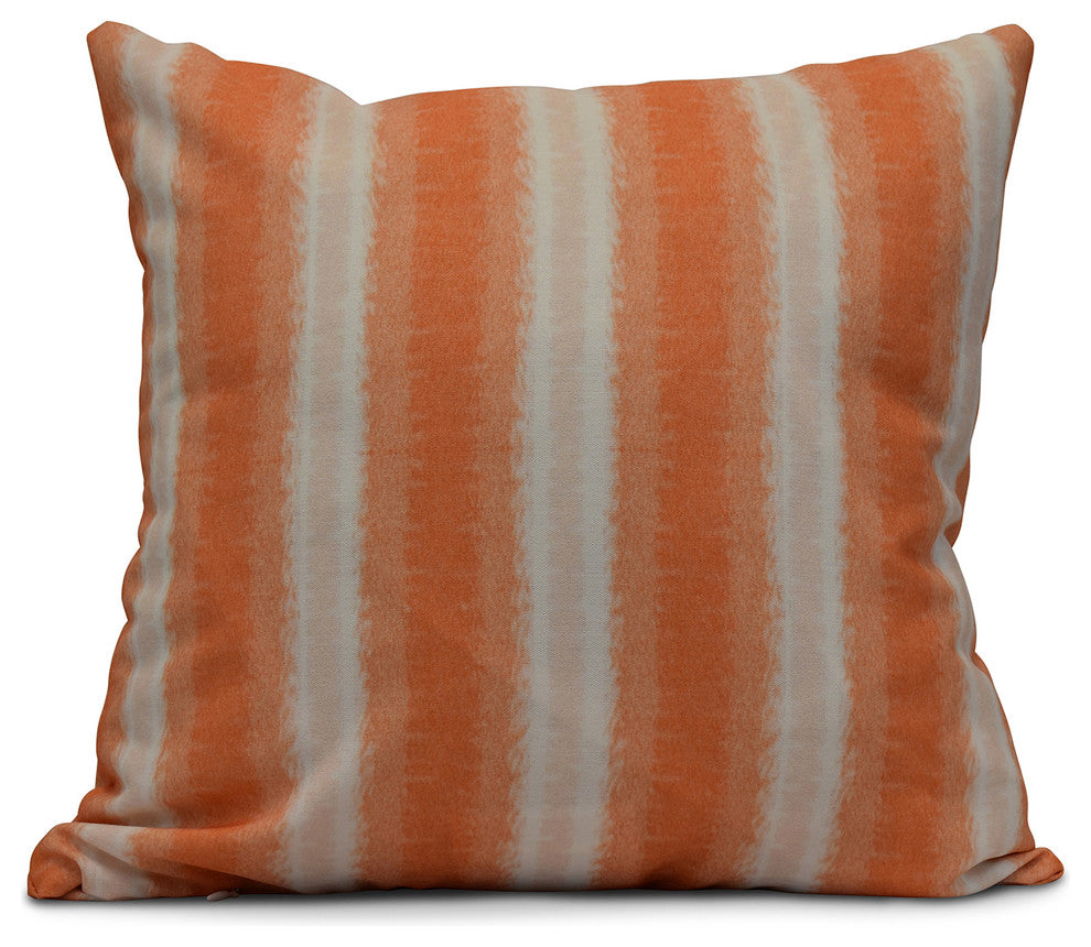 Sea Lines, Stripe Print Pillow, Orange, 16"x16"