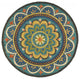 6' Blue Round Wool Geometric Hand Tufted Area Rug