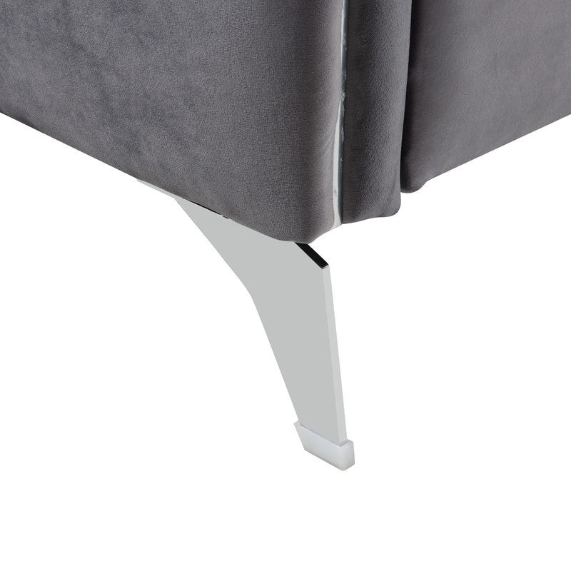 Hathaway Velvet Modern Chic Accent Armchair, Gray