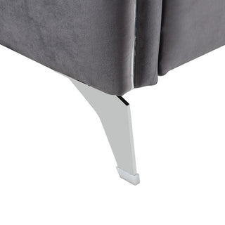 Hathaway Velvet Modern Chic Accent Armchair, Gray