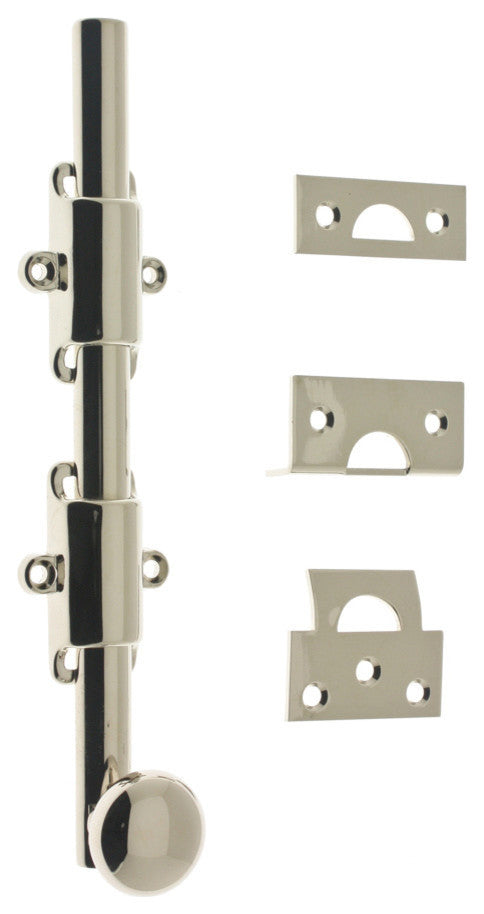 Genuine Solid Brass 8" Heavy Duty Surface Bolt, Polished Chrome