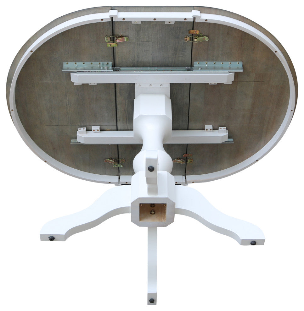 36" Round Top Pedestal Dining Table with 12" Leaf