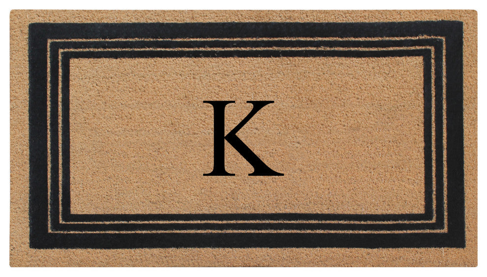 A1HC Natural Coir Monogrammed Entrance Flock Outdoor Durable Doormat 24" X 39",
