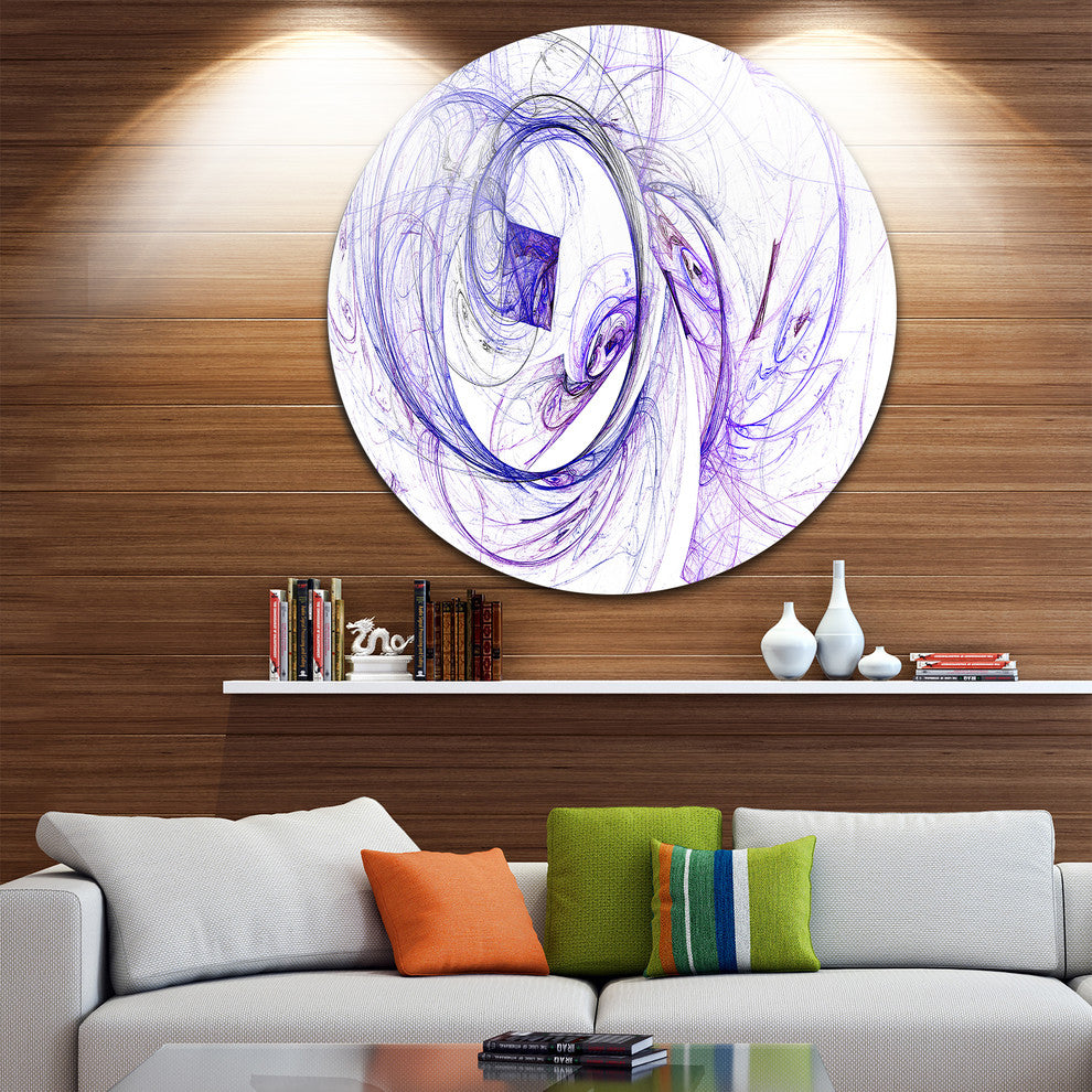 Billowing Smoke Blue, Abstract Digital Art Disc Metal Wall Art, 11"