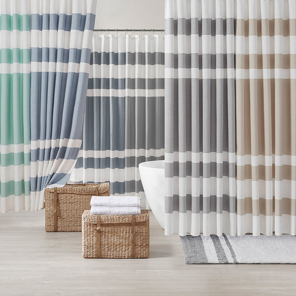 Madison Park Spa Waffle Shower Curtain With 3M Treatment