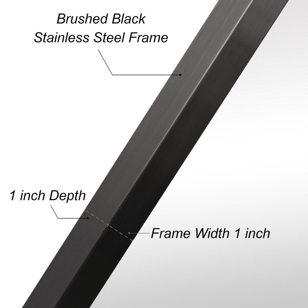 Contempo Stainless Steel Gold Wall Mirror, Brushed Black, 24"x36"