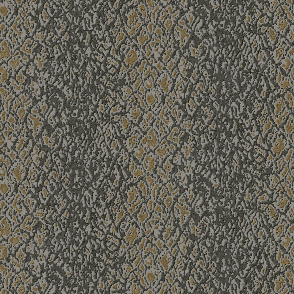 Modern Animal Textured Wallpaper, Snake, Black Gold Gray, 1 Roll
