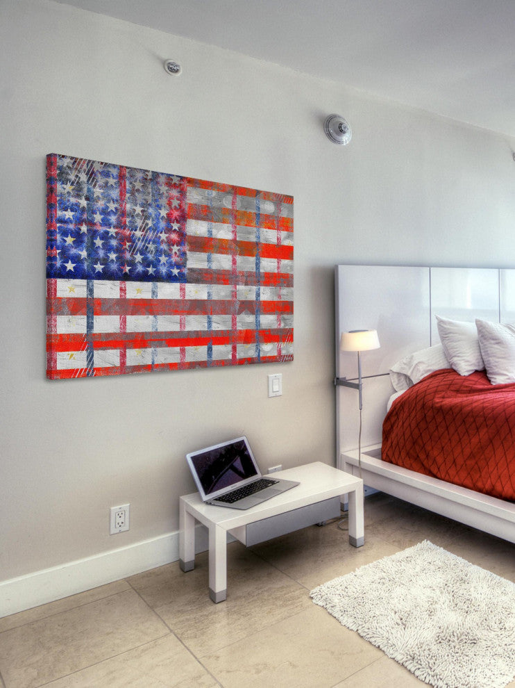 "Bold Red Stripes" Print on Canvas, 24"x16"