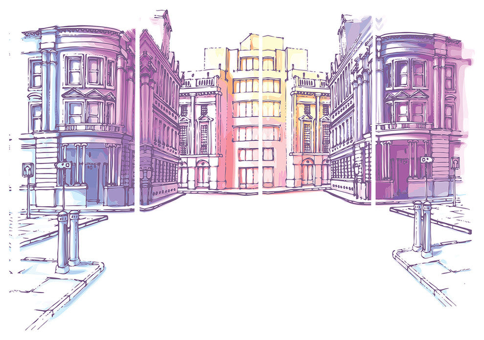 "Old City Street" Canvas Print, 4 Panels