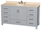 Wyndham WCS141460SGYIVUNOMXX 60 inch Vanity in Gray with Ivory Marble and Round