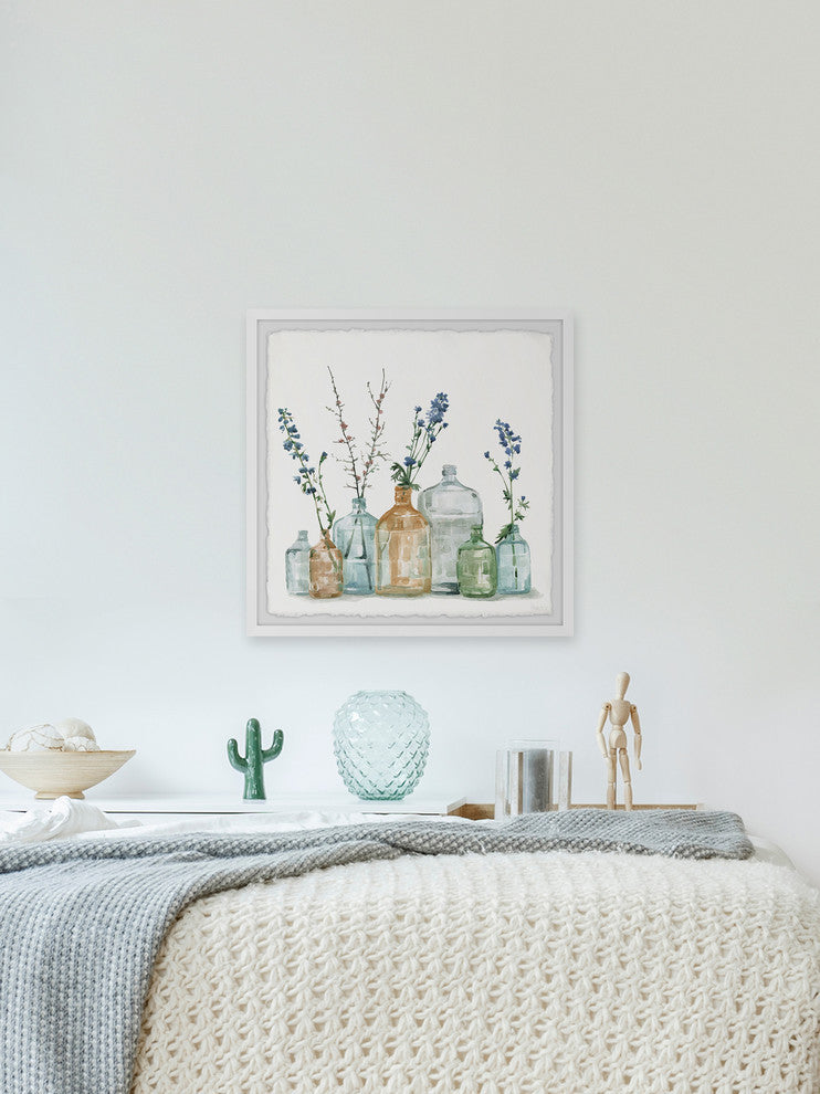 "Hipster Bottles" Framed Painting Print, 32"x32"