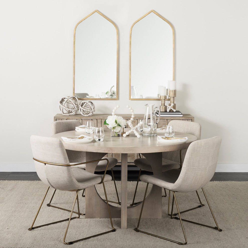 Giovanna Gold Metal Frame Ogee Arch Rectangular Wall Mirror, 49" x 24"